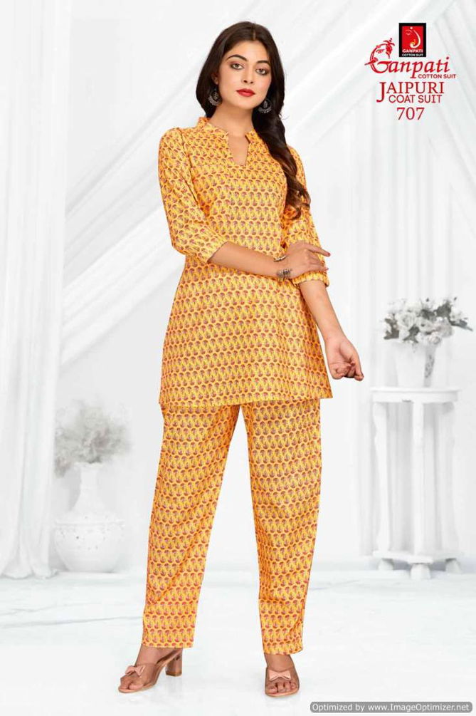 Jaipuri Vol 7 By Ganpati Heavy Pure Cotton Cord Set Top With Bottom Wholesale Market In Surat
